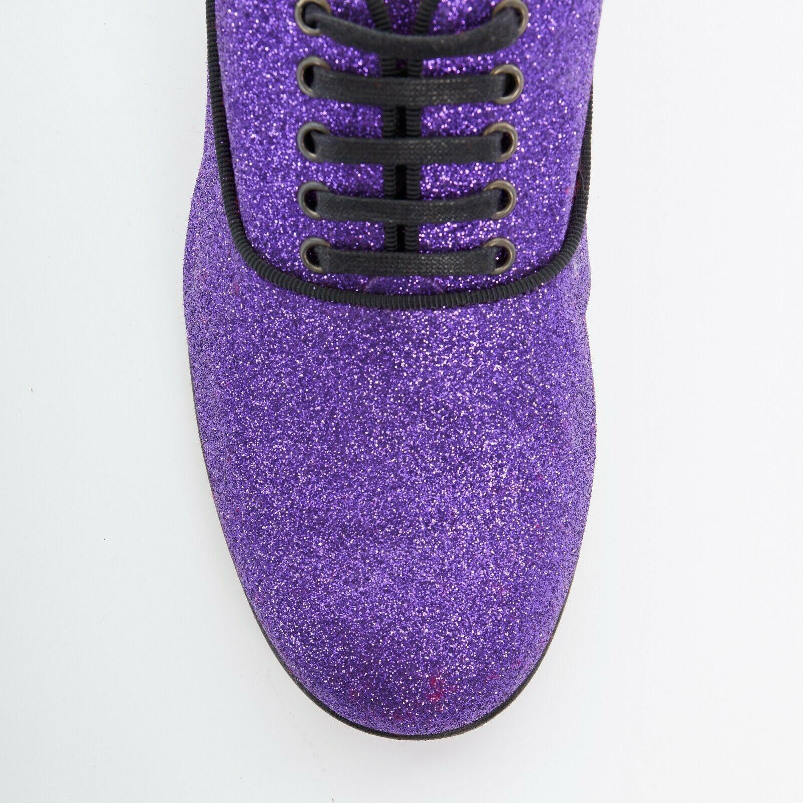 CHRISTIAN LOUBOUTIN Fred Flat purple glitter leather lace derby flat shoe EU37.5 2