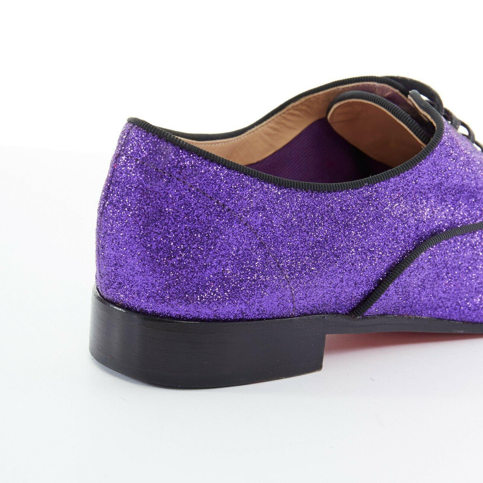 CHRISTIAN LOUBOUTIN Fred Flat purple glitter leather lace derby flat shoe EU37.5 4