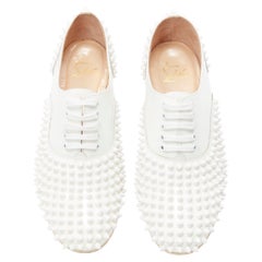 CHRISTIAN LOUBOUTIN Freddy Flat white patent spike studded brogue loafer EU37.5