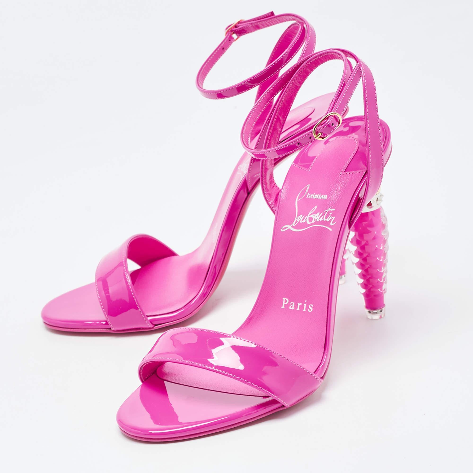 Christian Louboutin Fuchsia Lipgloss Queen Ankle Strap Sandals Size 36 1