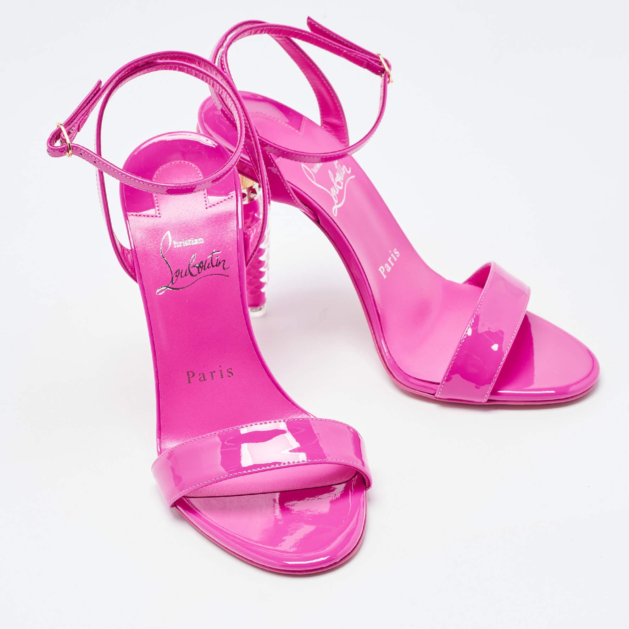 Christian Louboutin Fuchsia Lipgloss Queen Ankle Strap Sandals Size 36 2