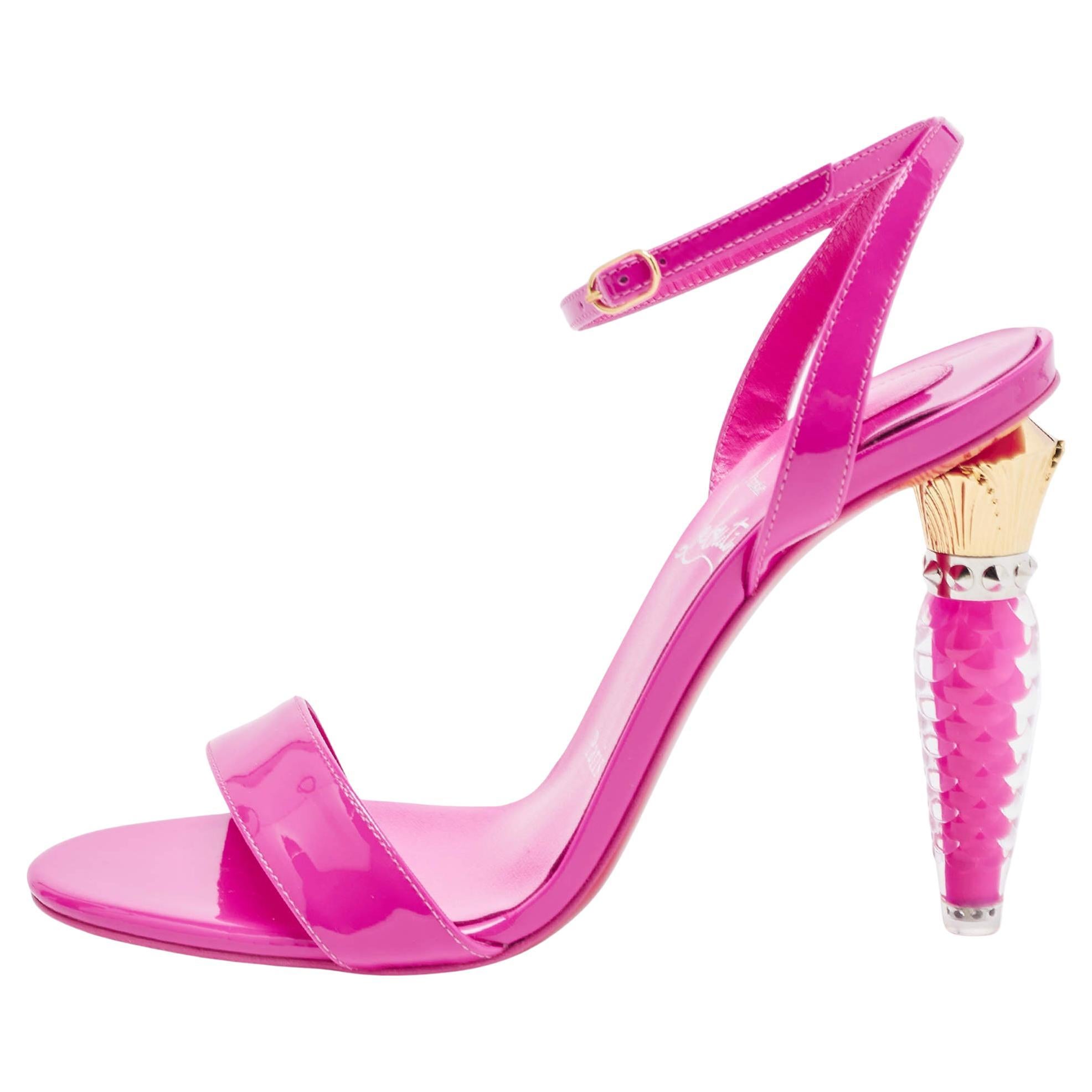 Christian Louboutin Fuchsia Lipgloss Queen Ankle Strap Sandals Size 36