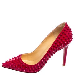 Christian Louboutin Fuchsia Patent Leather Spikes Pumps Size 40.5