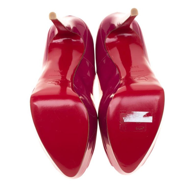 Christian Louboutin Fuchsia Pink Patent Leather Lady Peep Toe Pumps ...