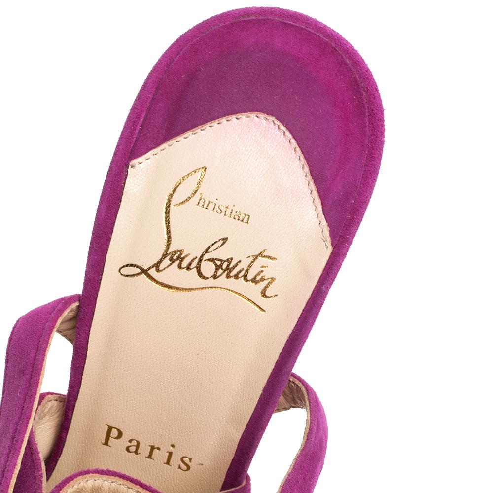 Christian Louboutin Fuchsia Suede Change Of The Guard Cross Ankle Size 36 1