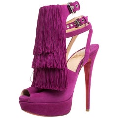 Christian Louboutin Fuchsia Suede Change Of The Guard Cross Ankle Size 36