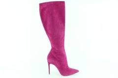 Christian Louboutin Fuchsia Tournoi Suede Pointed-toe Knee 8clz0925 Boots/Bootie