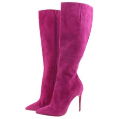 Vintage Christian Louboutin Fuchsia Tournoi Suede Pointed-toe Knee 8clz0925 Boots/Bootie