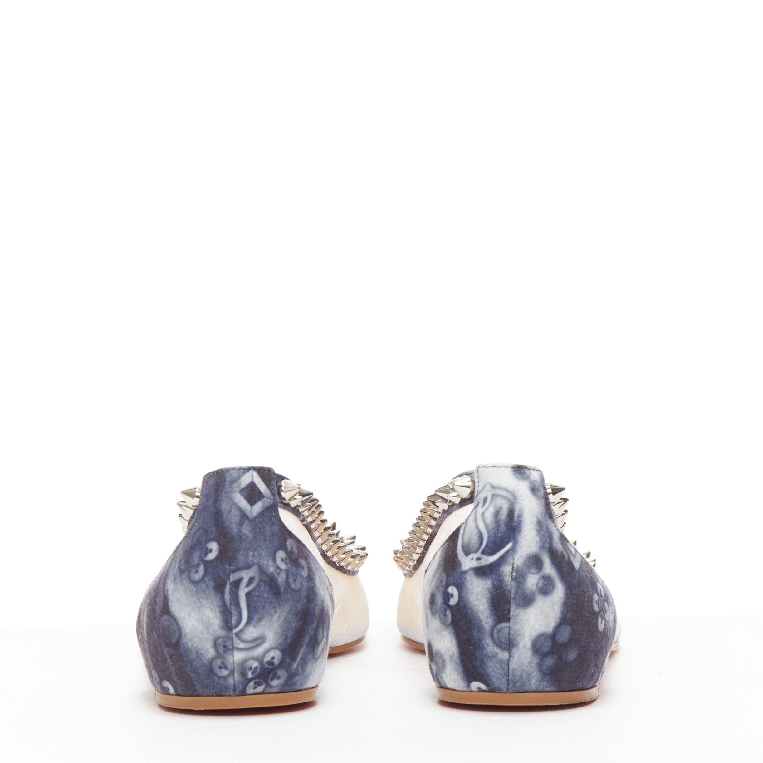 CHRISTIAN LOUBOUTIN Galativi Chaussures à semelles compensées en denim bleu avec logo CL en forme d'araignée EU39 1