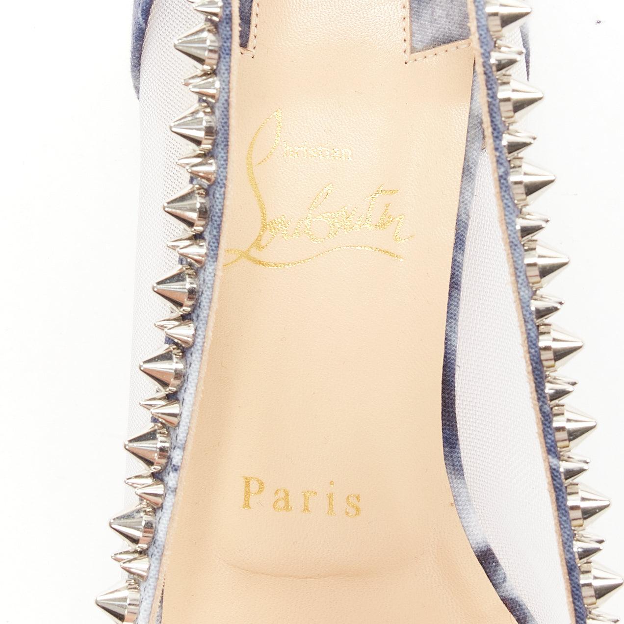 CHRISTIAN LOUBOUTIN Galativi Chaussures à semelles compensées en denim bleu avec logo CL en forme d'araignée EU39 5