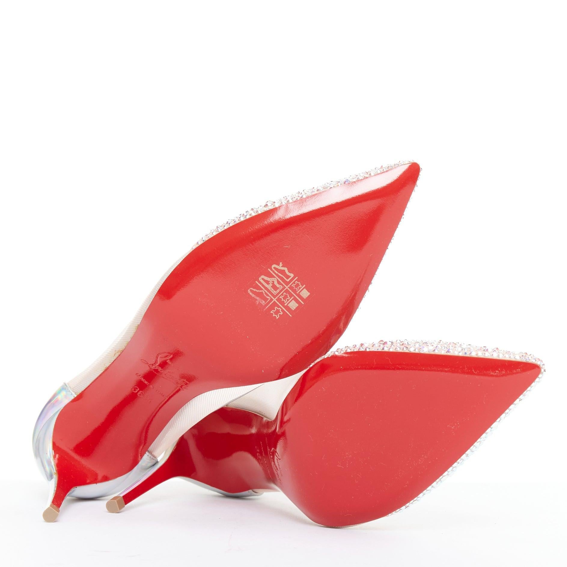 CHRISTIAN LOUBOUTIN Galavati Strass 85 schillernde Mesh-Kristall-Absätze EU36.5 im Angebot 6