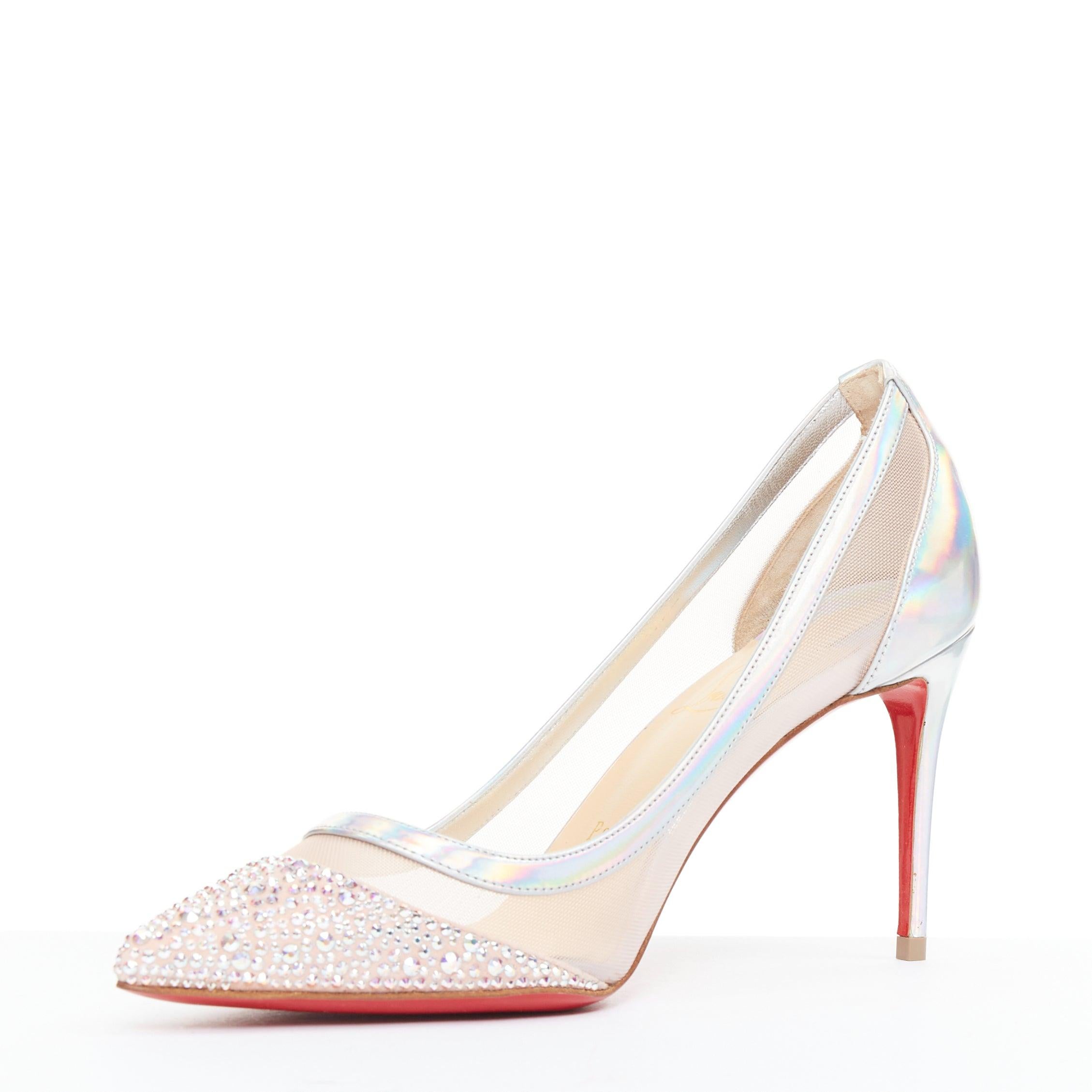 CHRISTIAN LOUBOUTIN Galavati Strass 85 schillernde Mesh-Kristall-Absätze EU36.5 im Zustand „Gut“ im Angebot in Hong Kong, NT