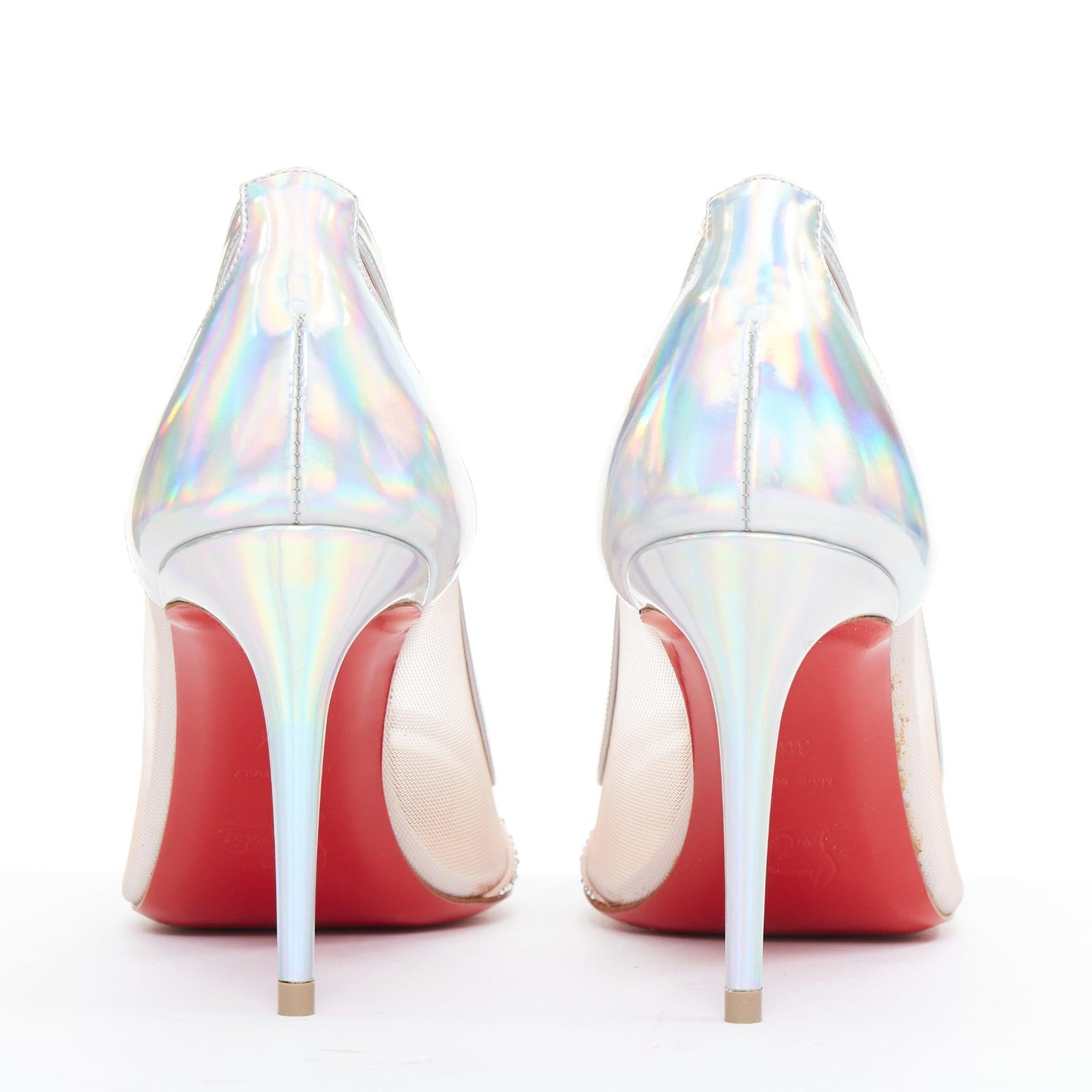 CHRISTIAN LOUBOUTIN Galavati Strass 85 schillernde Mesh-Kristall-Absätze EU36.5 Damen im Angebot