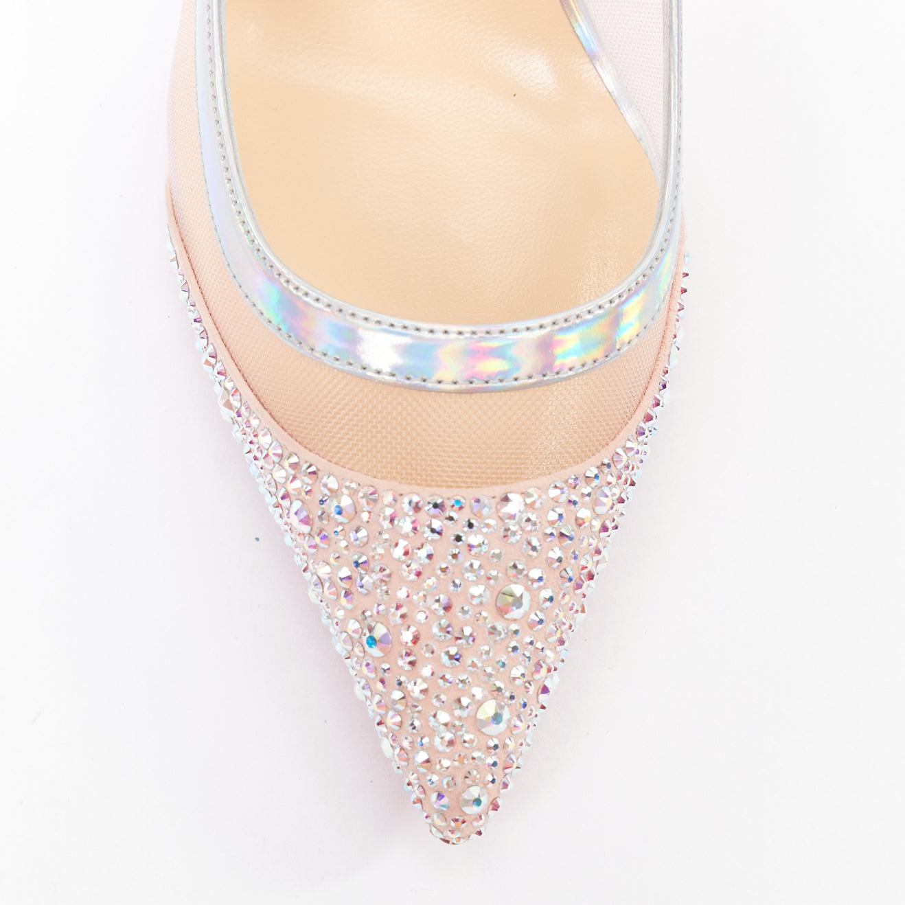 CHRISTIAN LOUBOUTIN Galavati Strass 85 schillernde Mesh-Kristall-Absätze EU36.5 im Angebot 1