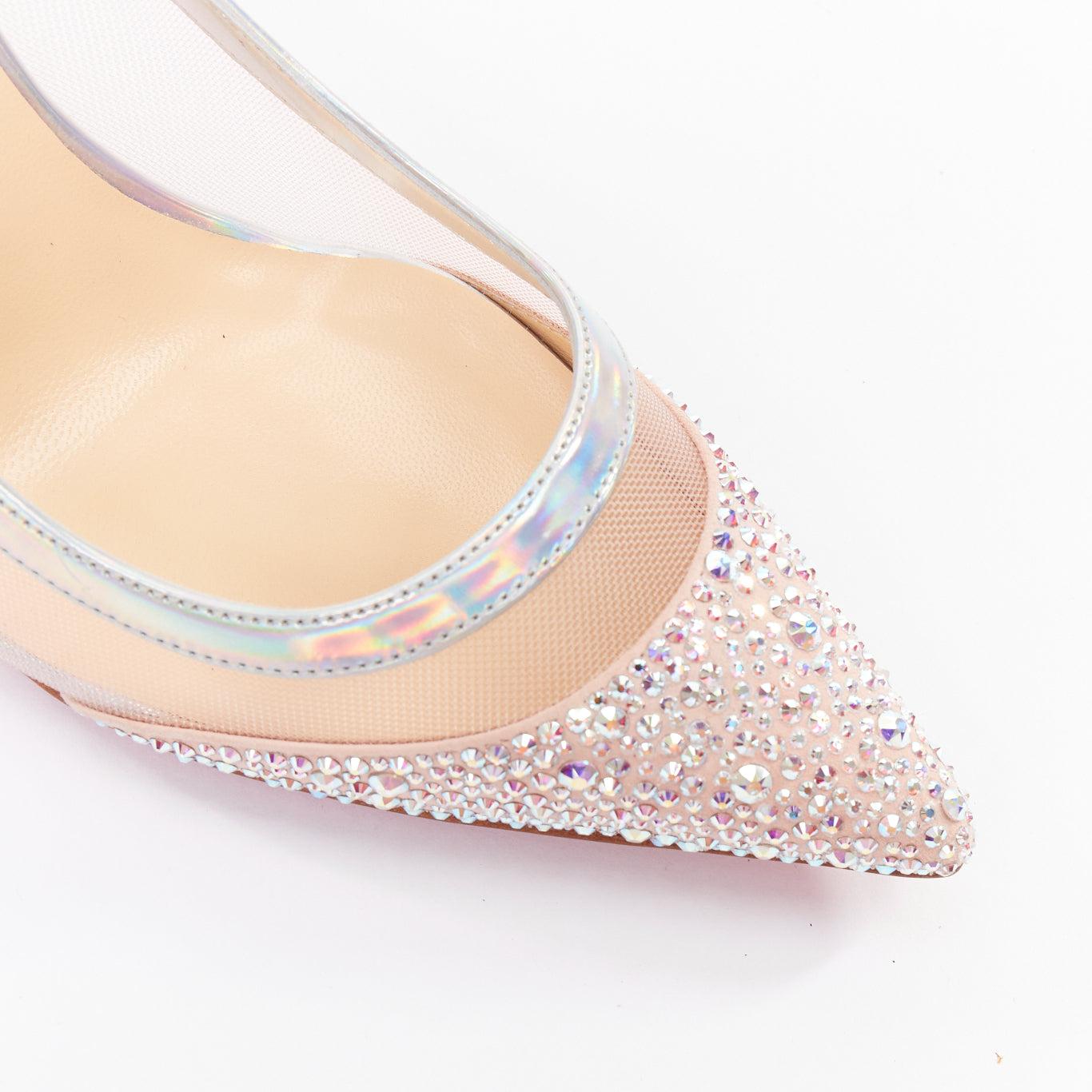CHRISTIAN LOUBOUTIN Galavati Strass 85 schillernde Mesh-Kristall-Absätze EU36.5 im Angebot 2