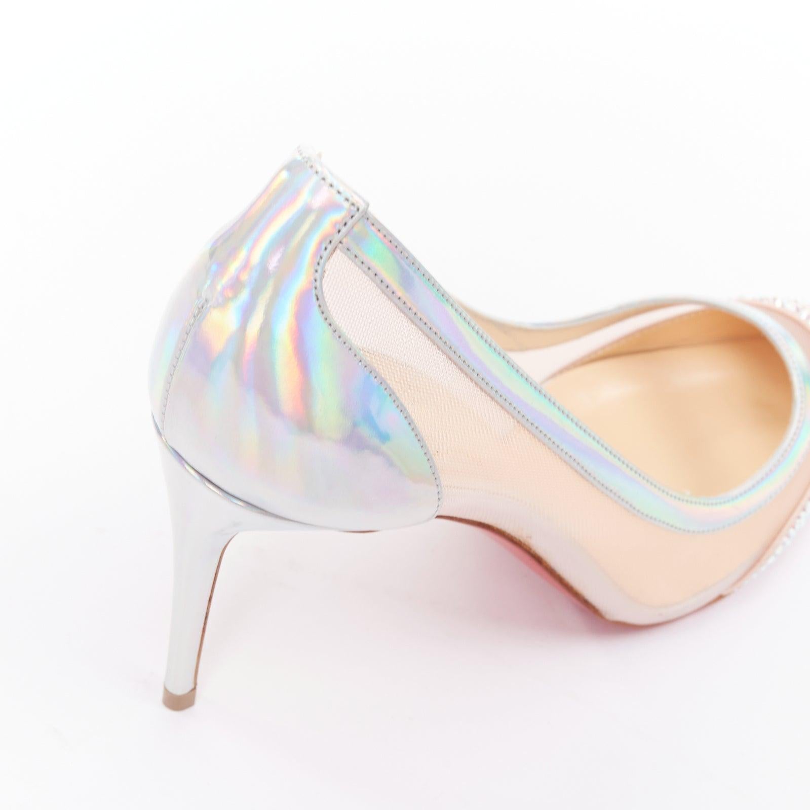 CHRISTIAN LOUBOUTIN Galavati Strass 85 schillernde Mesh-Kristall-Absätze EU36.5 im Angebot 3