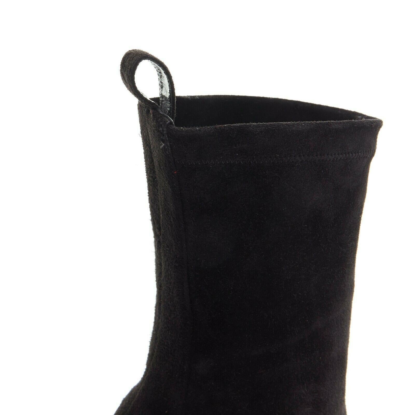 CHRISTIAN LOUBOUTIN Gena 85 black stretch suede chunky heel sock boot EU38.5 2