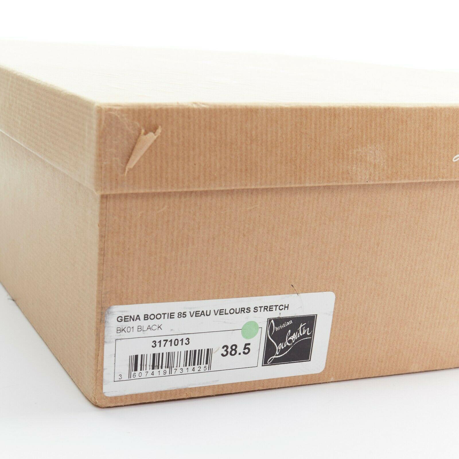 CHRISTIAN LOUBOUTIN Gena 85 black stretch suede chunky heel sock boot EU38.5 4