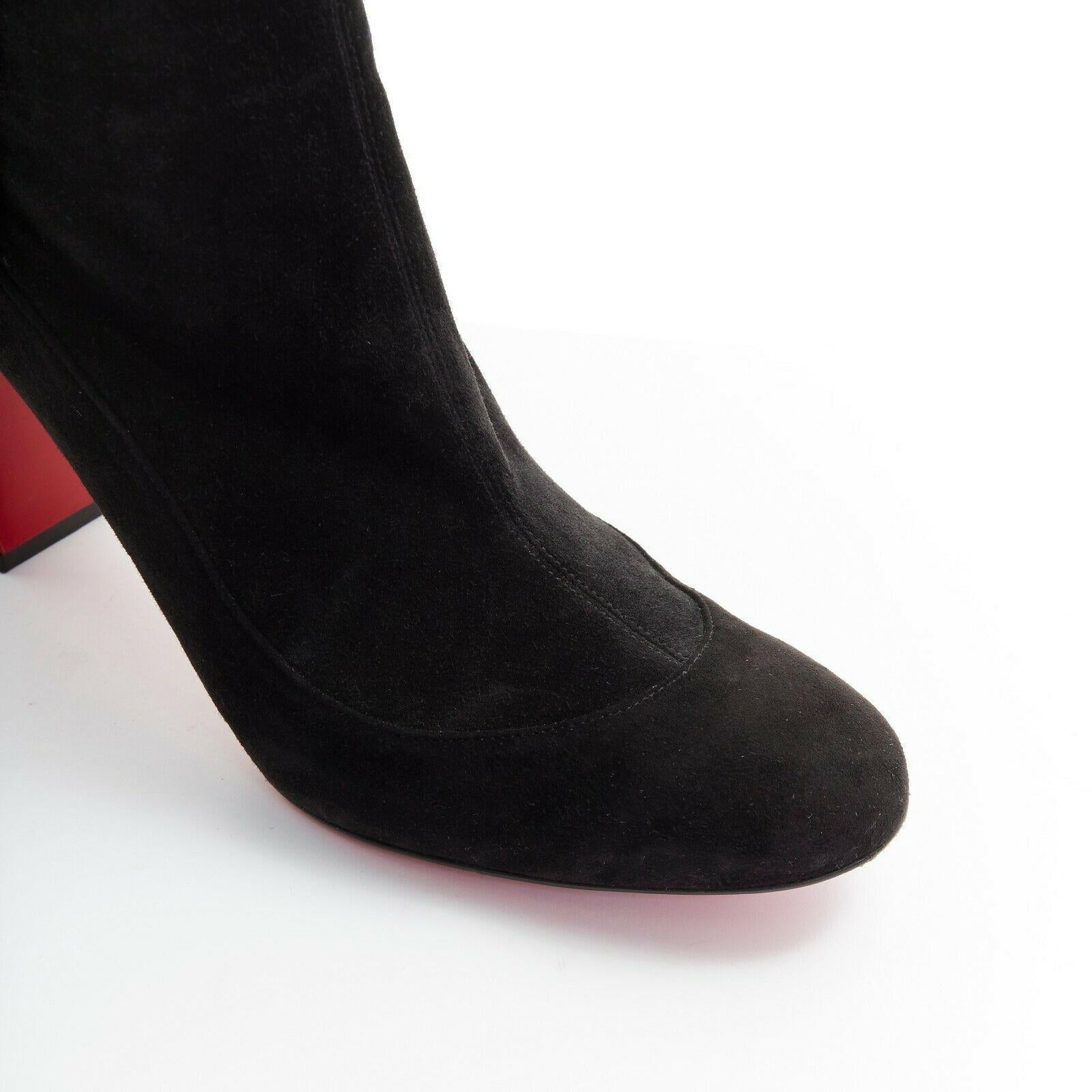 Women's CHRISTIAN LOUBOUTIN Gena 85 black stretch suede chunky heel sock boot EU38.5