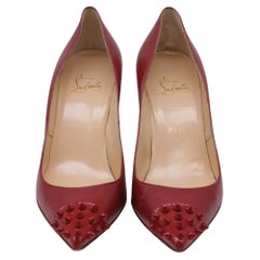 Christian Louboutin Geo Spike Pumps in Burgundy Leather