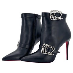 Christian Louboutin Giddylina Booty 100 Logo Buckle Embellished Boots 40