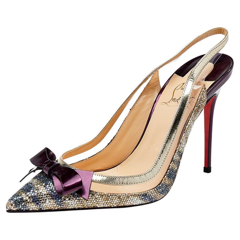 Christian Louboutin Glitter And Leather Suspenodo Slingback Sandals Size 36  For Sale at 1stDibs