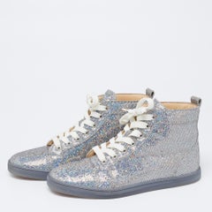 Christian Louboutin Glitter Disco Ball Rantus Orlato High Top Sneakers Size 38.5
