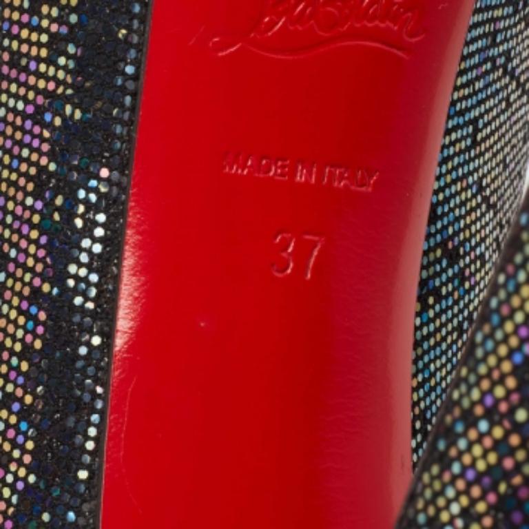 Christian Louboutin Glitter Fabric Drapesse Spotlight Peep-Toe Pumps Size 37 For Sale 4