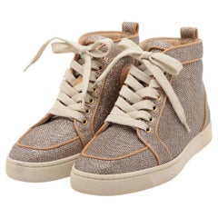 Christian Louboutin Glitter High-top Sneaker Beige x Brown