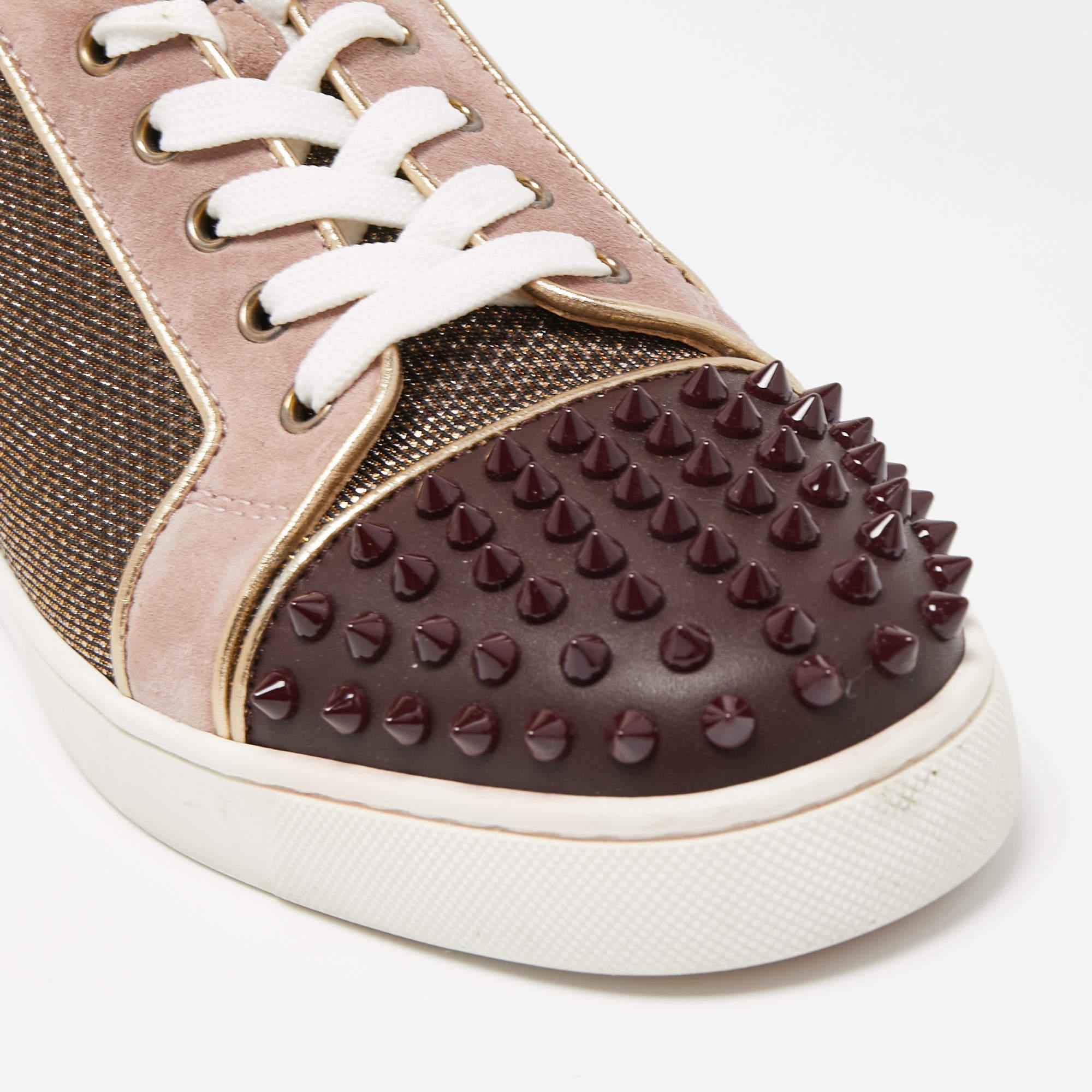 Like to cover your feet with style that speaks about your character? The Christian Louboutin Louis Junior Spikes sneakers are clearly made for you, then. The color, the design, and the embellishments will grab eyes for a certain, and your feet will