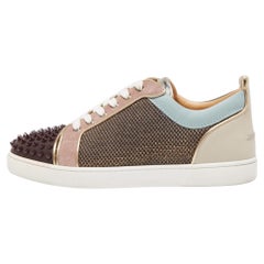 Christian Louboutin Glitter Mesh and Leather  Low Top Sneakers Size 42.5