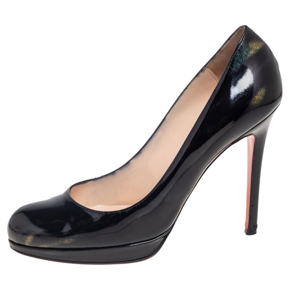 Christian Louboutin  Glitter Patent Leather New Simple Pumps Size 37.5 For Sale