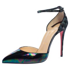 Christian Louboutin Glitter  Patent Leather Uptown Ankle Strap Sandals Size 39