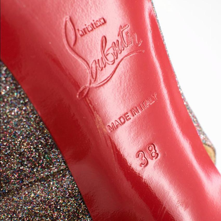 Women's Christian Louboutin Glitter Peep Toe Pumps US 7