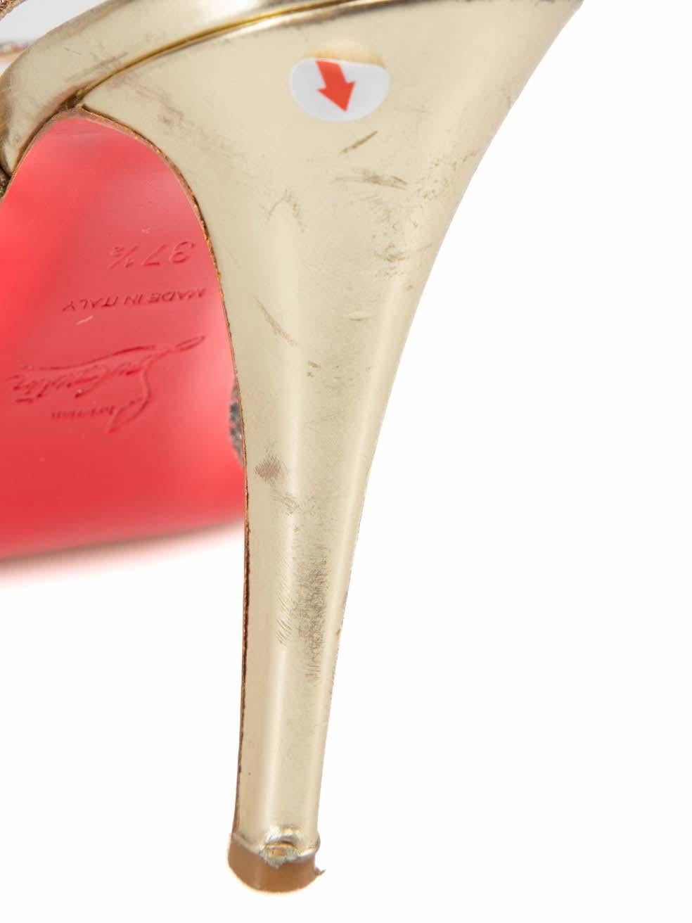 Christian Louboutin Glitter Slingback Platform Heels Size IT 37.5 For Sale 1