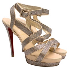 Christian Louboutin Glitter Straratata Strappy Platform Sandals SIZE 42