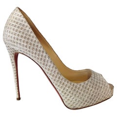 Christian Louboutin - Chaussures à bouts ouverts pailletés, taille 37 1/2