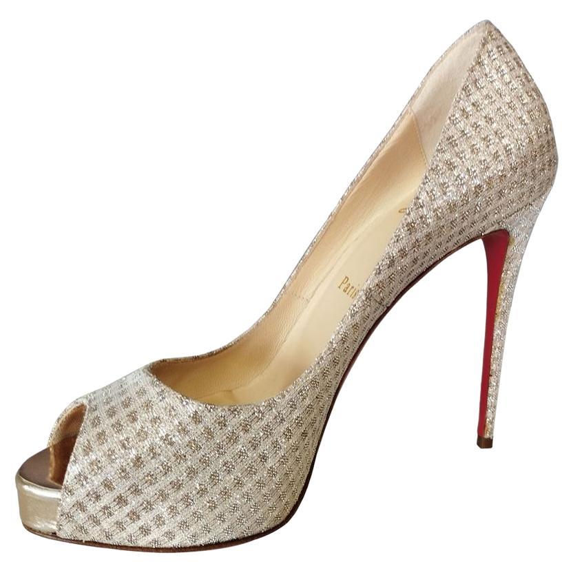 Christian Louboutin Glittered open-toe size 37 1/2 For Sale