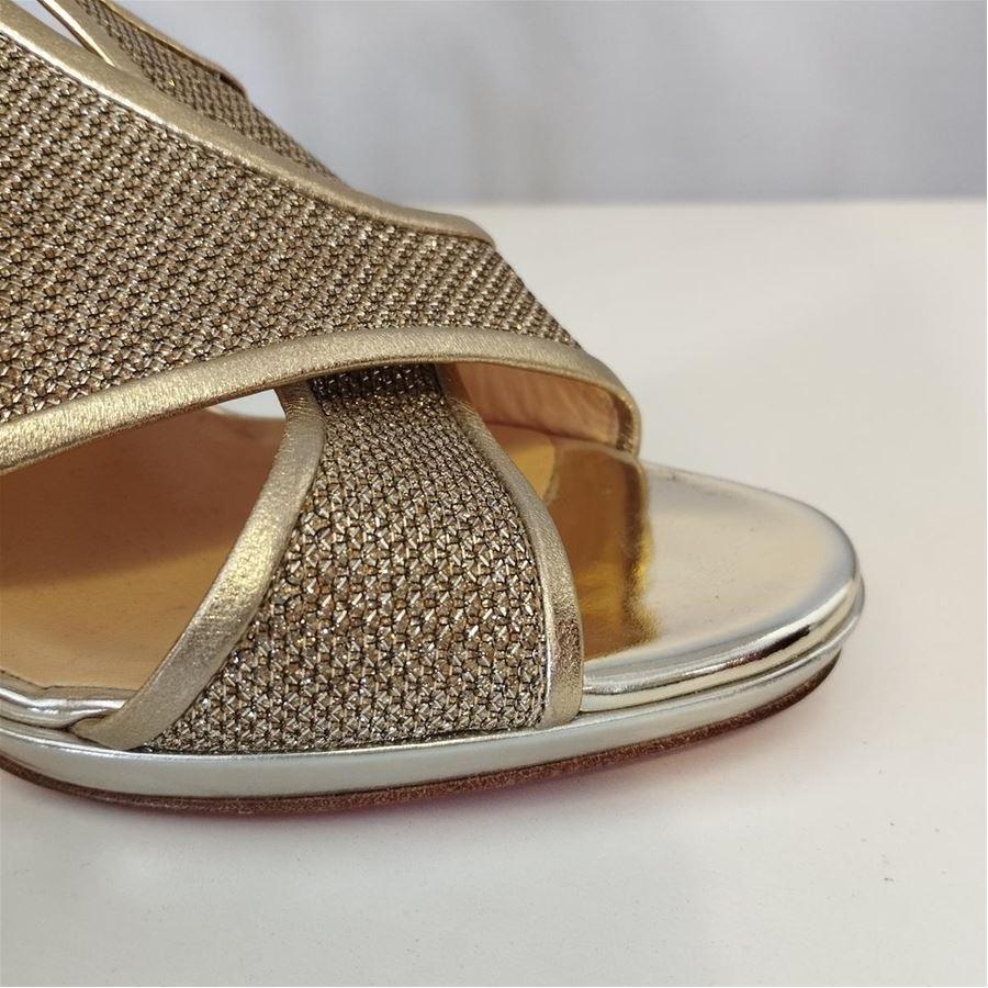 Brown Christian Louboutin Glittered sandals size 37 1/2 For Sale