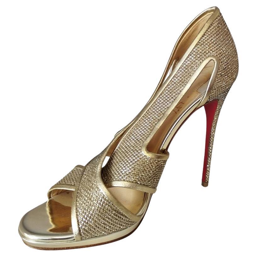 Christian Louboutin Glittered sandals size 37 1/2 For Sale
