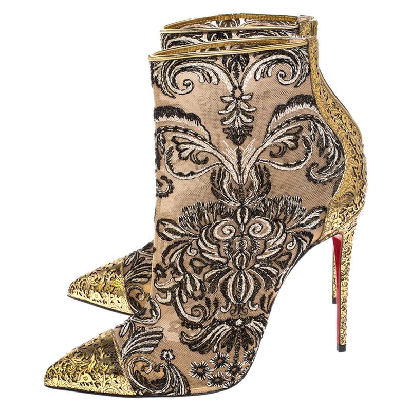 gold louboutin boots