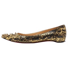 Christian Louboutin Gold/Black Watersnake Degraspike Ballet Flats Size 38