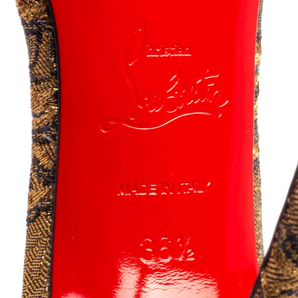 Christian Louboutin Gold Brocade Fabric Iriza Pumps Size 36.5 For Sale 3
