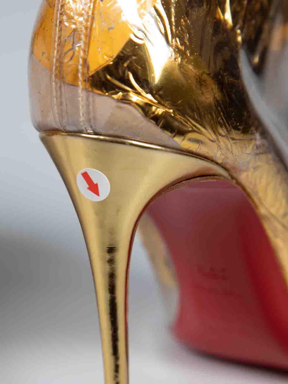 Christian Louboutin Gold Foil Kate Ankle Boots Size IT 38.5 For Sale 1