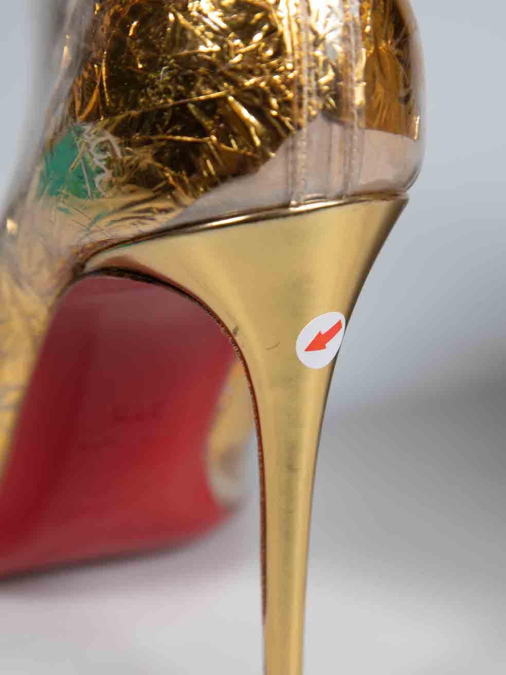 Christian Louboutin Gold Foil Kate Ankle Boots Size IT 38.5 For Sale 2