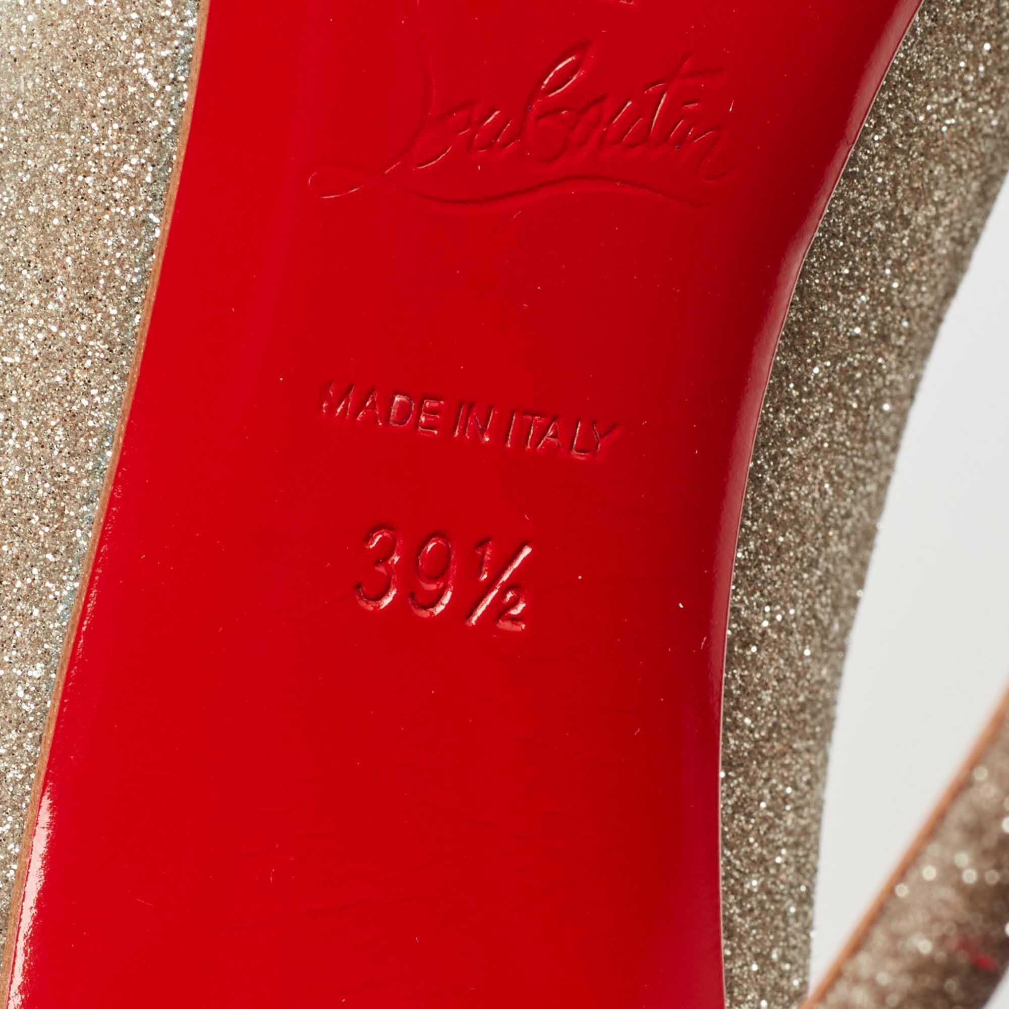Christian Louboutin Gold Glitter and Leather Front Double Pumps Size 39.5 3