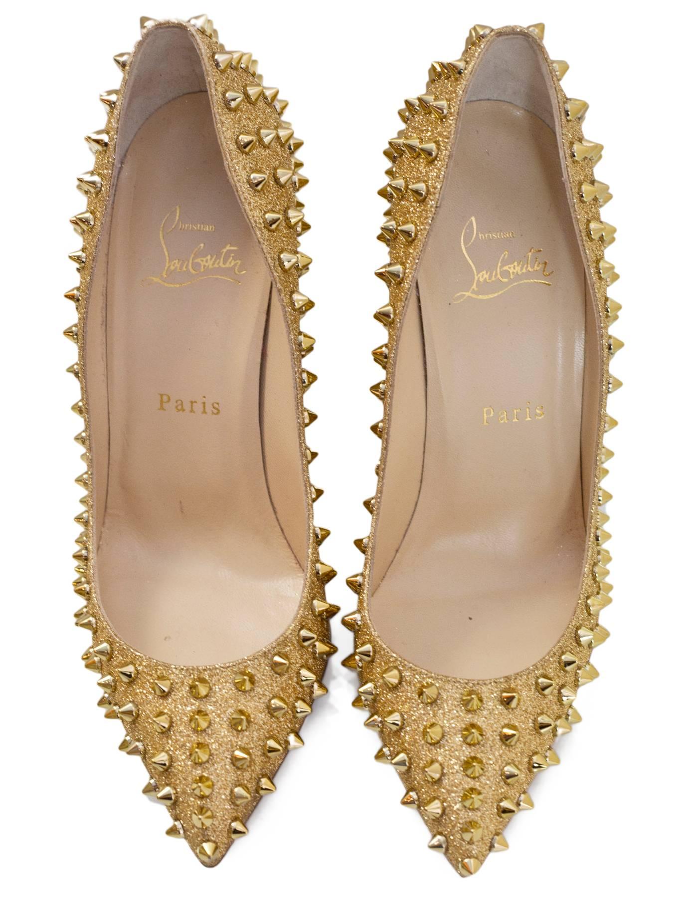 christian louboutin gold glitter heels