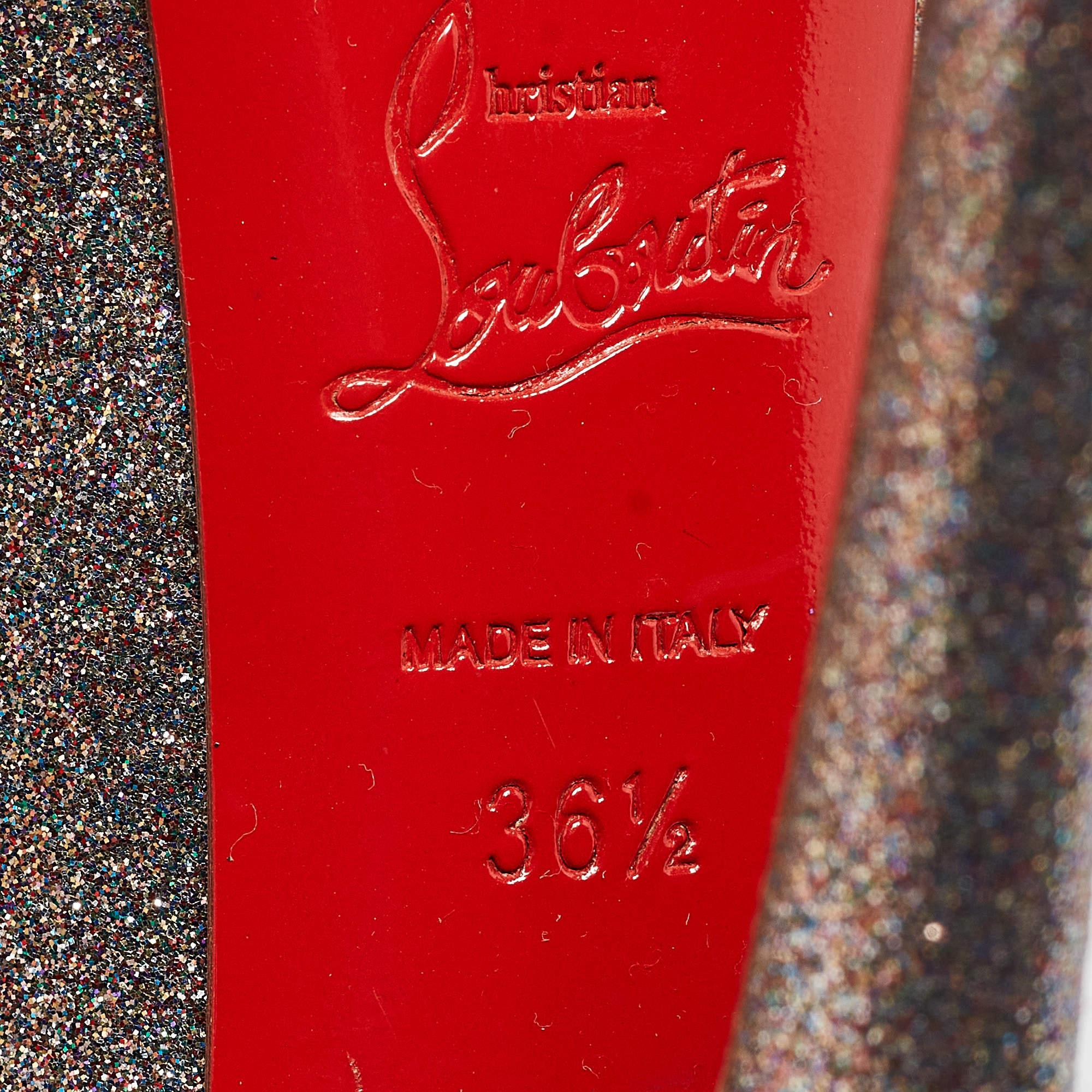 Christian Louboutin Gold Glitter Highness Peep Toe Platform Pumps Size 36.5 3