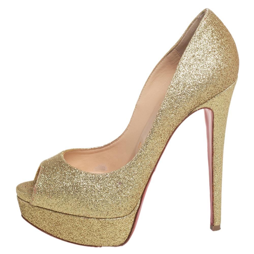 gold sparkly heel