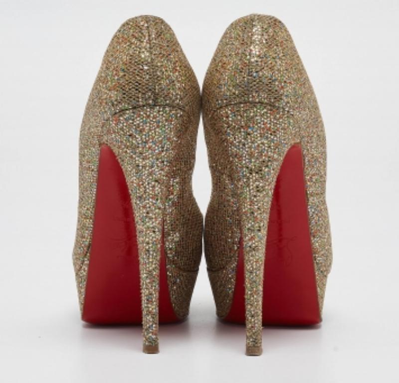 Christian Louboutin Glitter dorado Lady Peep Toe Pumps Talla 36.5 en venta 1